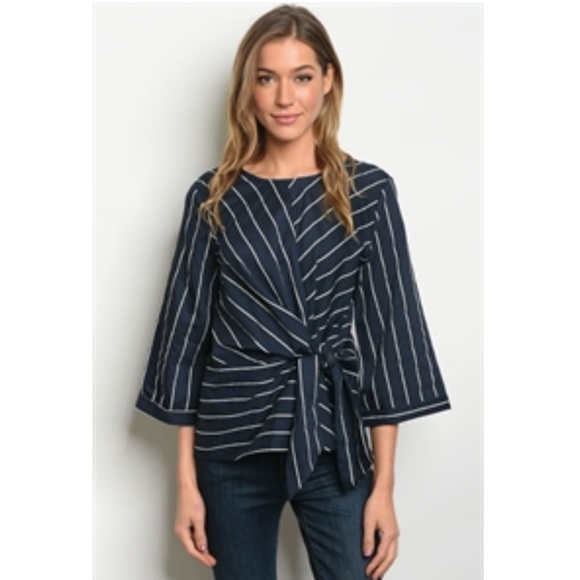 S - XL• Navy Striped Top - Picture 8 of 8